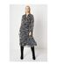 Principles Womens/Ladies Floral Contrast Collar Midi Dress (Monochrome) - UTDH6689