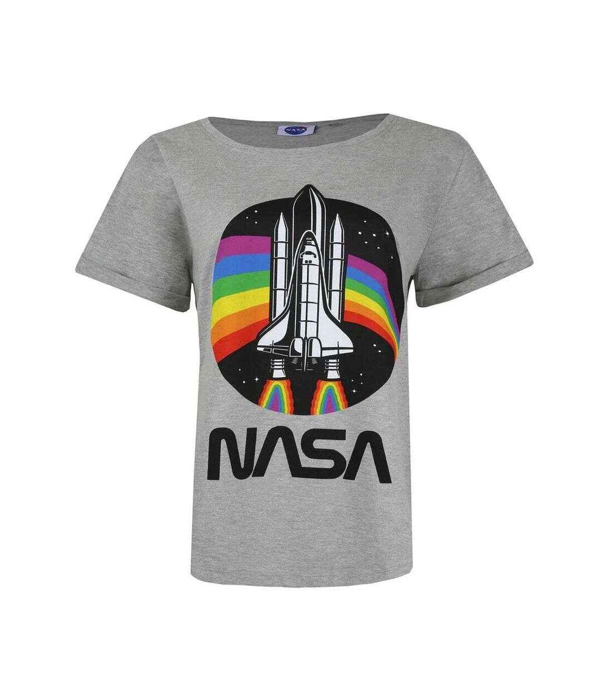 NASA Womens/Ladies Rainbow Cotton T-Shirt (Sports Grey)