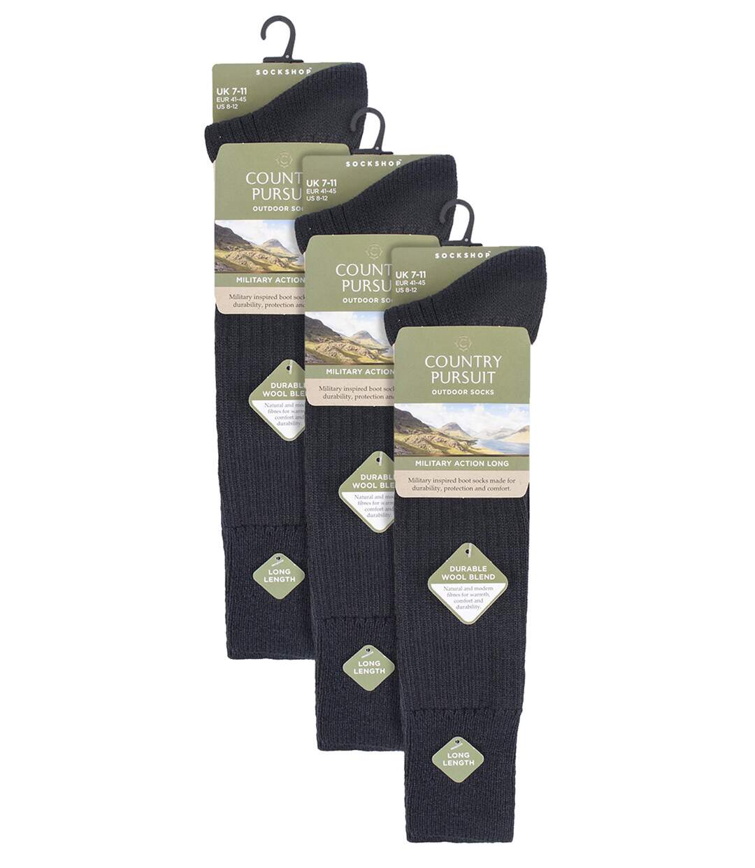 Country Pursuit - 3 Pair Mens Long Boot Socks-2