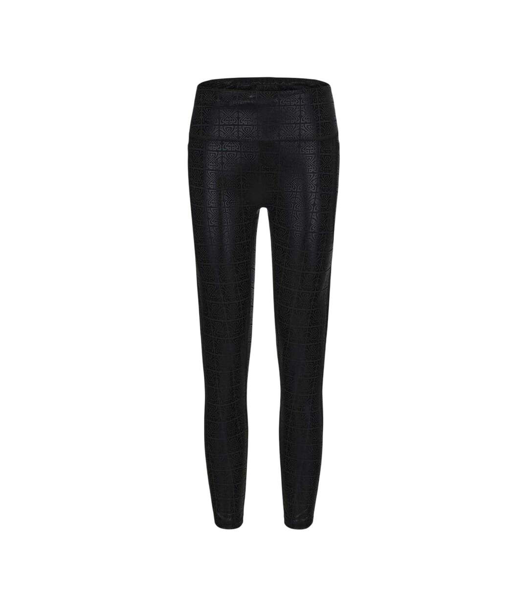 Womens/ladies Move Patterned High Rise Leggings Black Biba-1