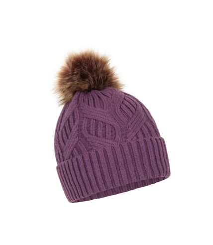 Womens/ladies florence pom pom beanie purple Mountain Warehouse