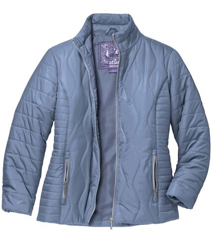 Women's Light Blue Lightweight Quilted Jacket - Water-Repellent