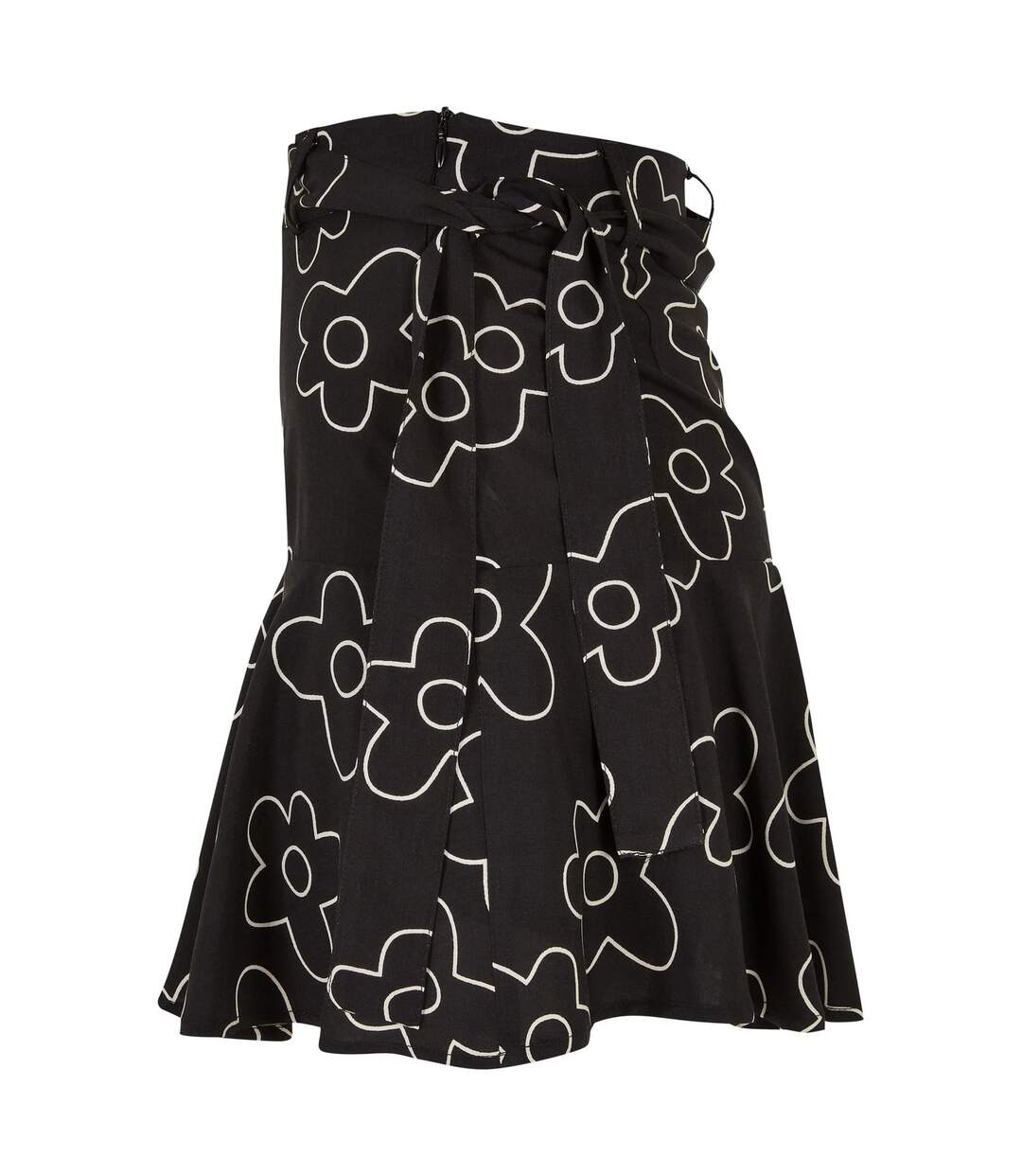 Womens/ladies Flower Mini Skort Black Urban Classics-4