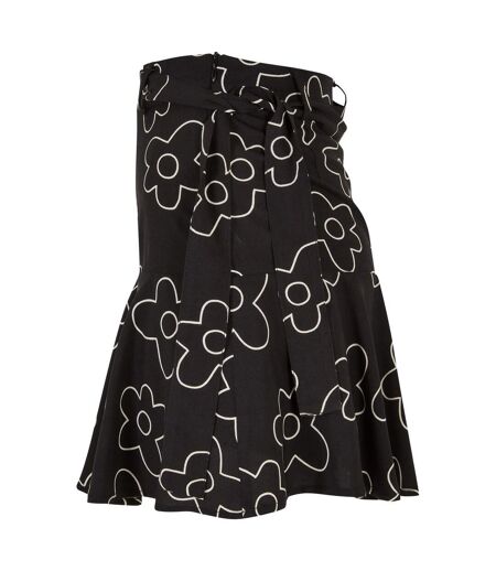 Womens/ladies Flower Mini Skort Black Urban Classics