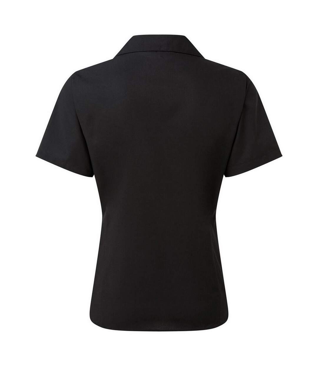 Short Sleeve Poplin Blouse / Plain Work Shirt Black Premier-2