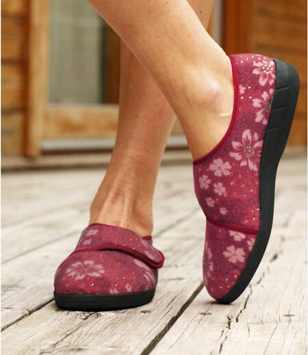 Women’s Red Floral Fantasy Slippers