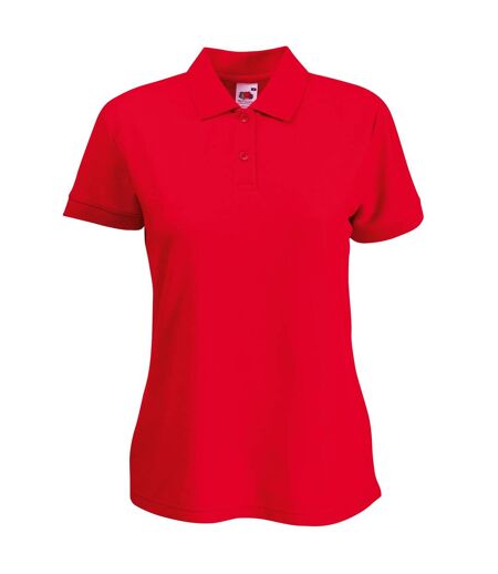 Fruit Of The Loom Womens Lady-Fit 65/35 Short Sleeve Polo Shirt (Red)