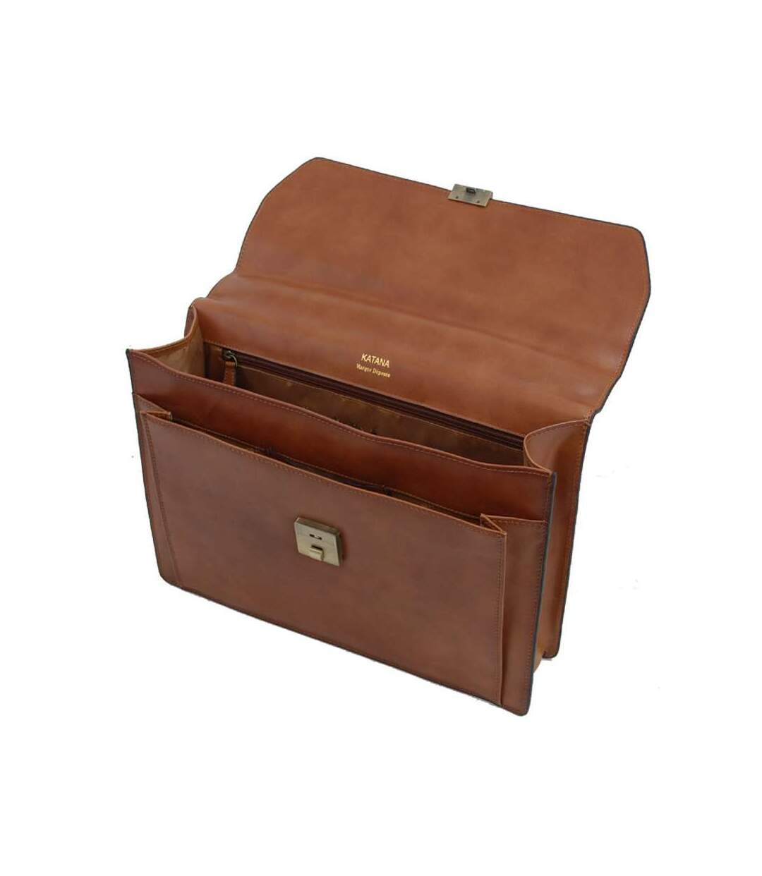 Katana - Cartable 1 soufflet en cuir - marron - 2798-4