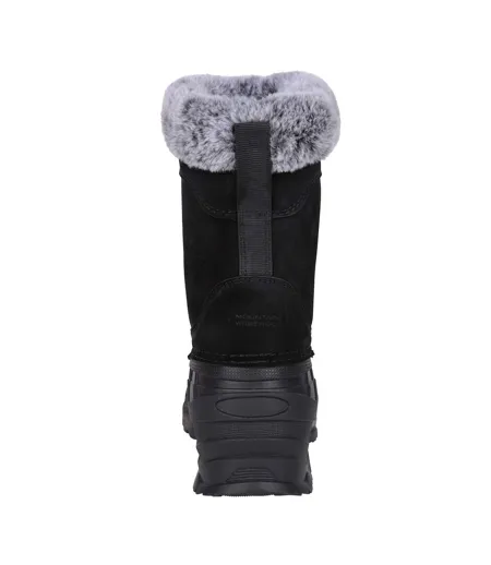 Womens/ladies Snowdrift Suede Faux Fur Lined Snow Boots Black Mountain Warehouse