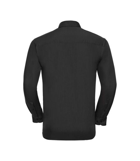 Russell Collection Mens Poplin Easy-Care Long-Sleeved Shirt (Black)