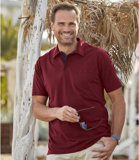 Pack of 3 Men's Classic Polo Shirts - Navy Burgundy Yellow