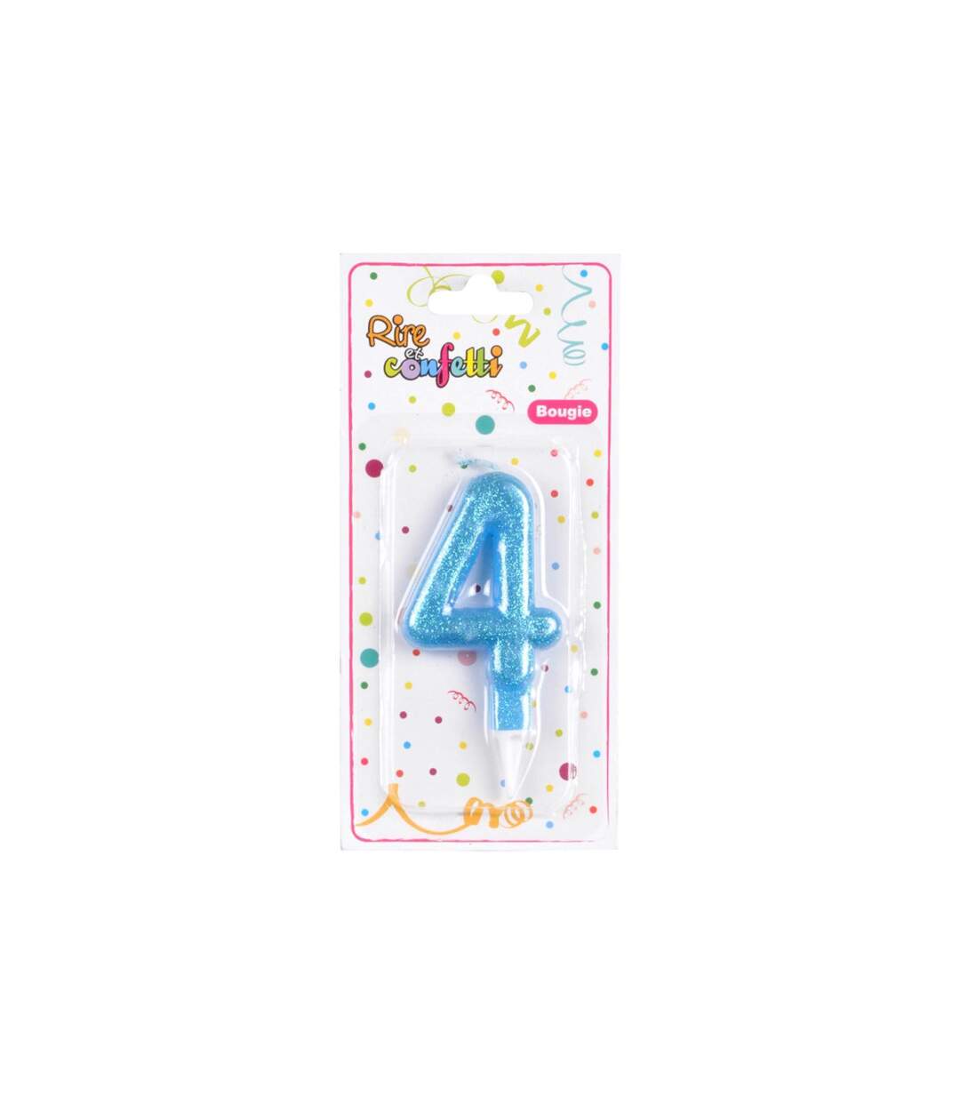Bougie d'Anniversaire Paillette Chiffre 4 7cm Bleu-2