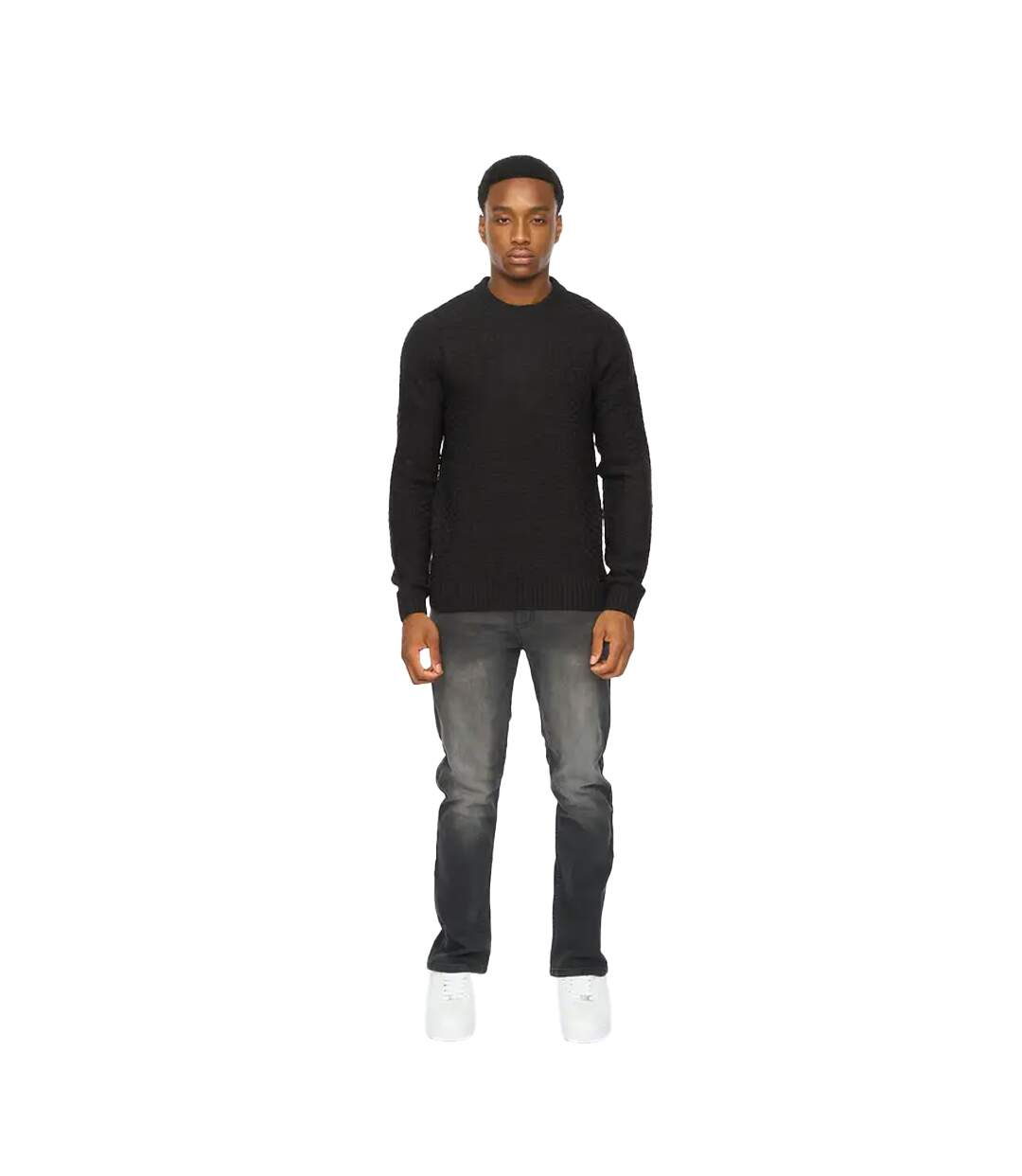 Mens Matera Textured Knitted Jumper Black Duck And Cover-4