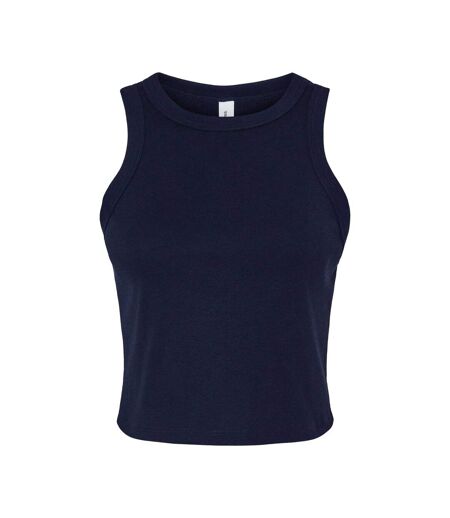 Womens/ladies Micro-rib Racerback Tank Top Solid Navy Bella + Canvas