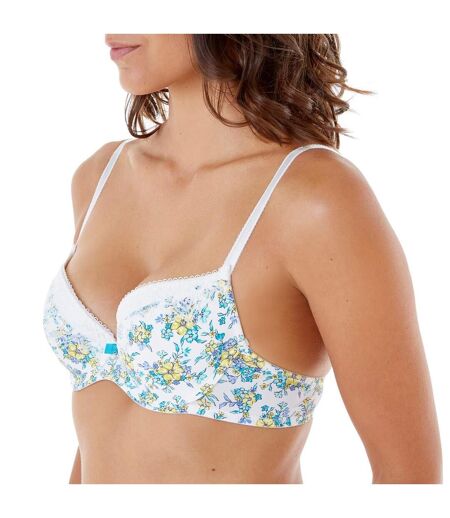 Soutien-gorge ampliforme coque moulée ivoire/turquoise Sweet Heart