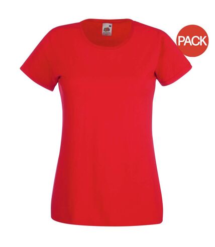 Ladies/womens lady-fit valueweight short sleeve t-shirt pack red Fruit of the Loom