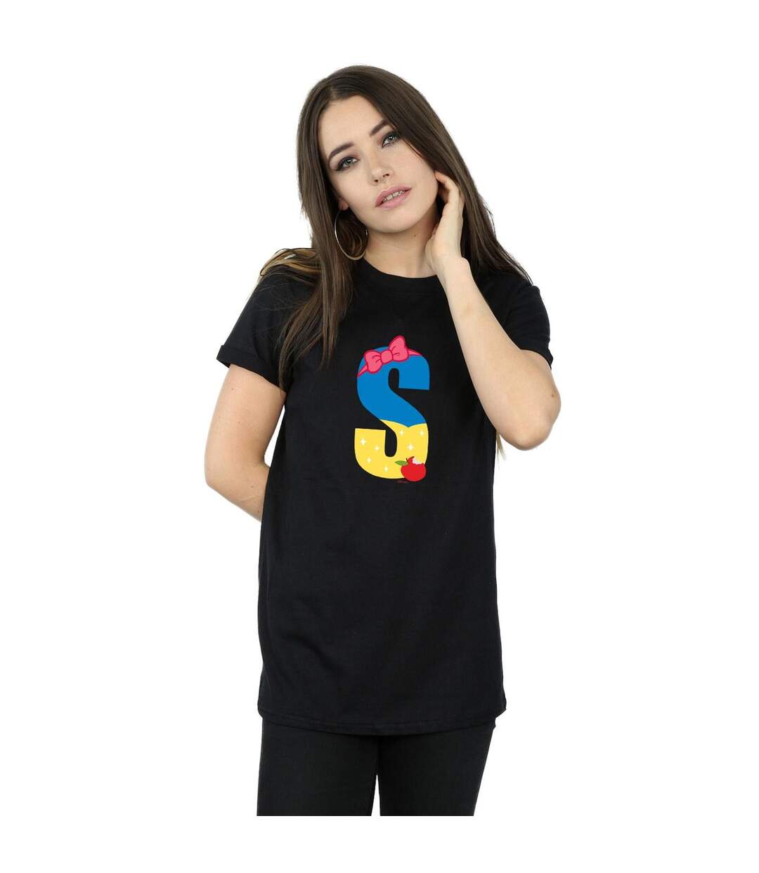 Disney Womens/Ladies Alphabet S Is For Snow White Cotton Boyfriend T-Shirt (Noir) - UTBI42699-2