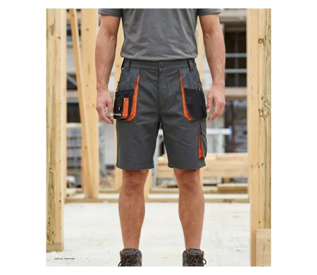 Bermuda de travail homme Terratrend 3231GN multi-poches gris et noir renforcé en tissu Oxford