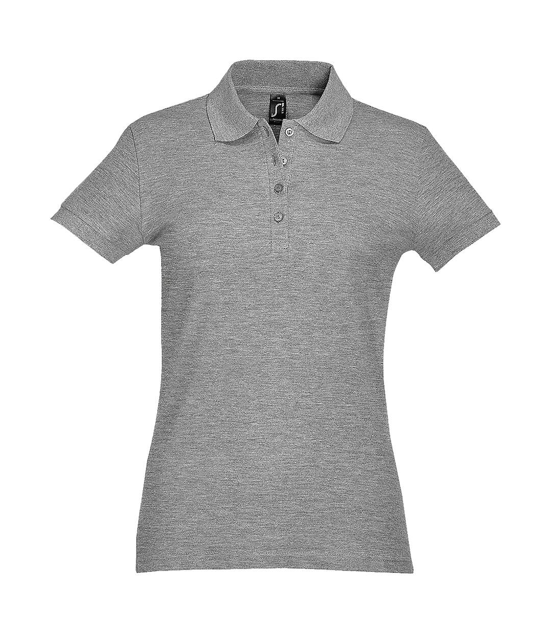 Passion polo 100% coton à manches courtes femme gris marne SOLS