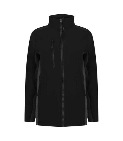 Unisex adult contrast soft shell jacket black/charcoal Henbury