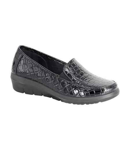 Sandales À Talons Compensés Motif/style Crocodile Femme Noir Boulevard