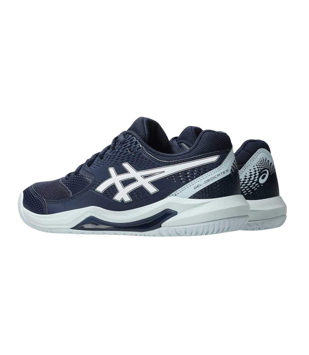 Womens/ladies Gel Dedicate 8 Tennis Shoes Midnight White Asics-2