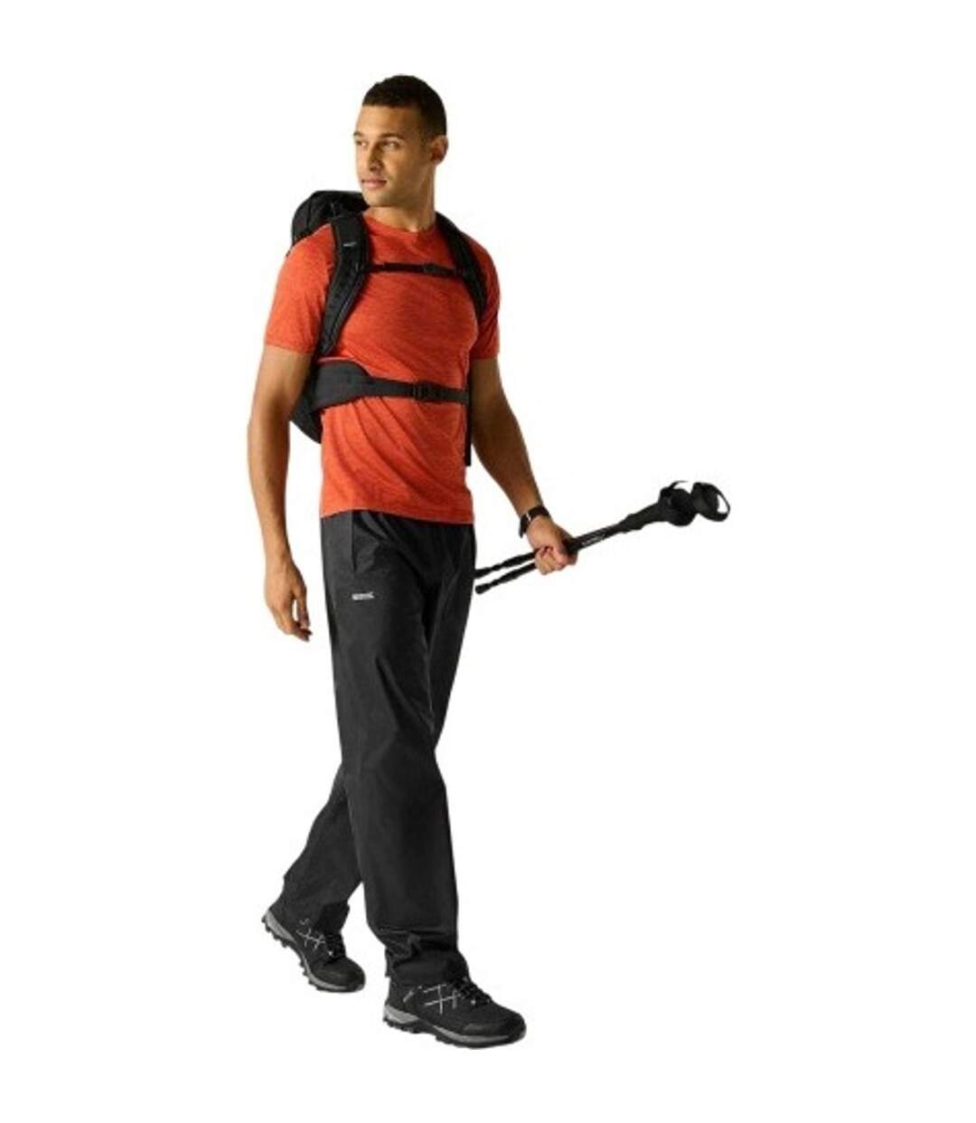Pantalon Imperméable Uni À Taille Élastiquée Homme Noir Regatta-1