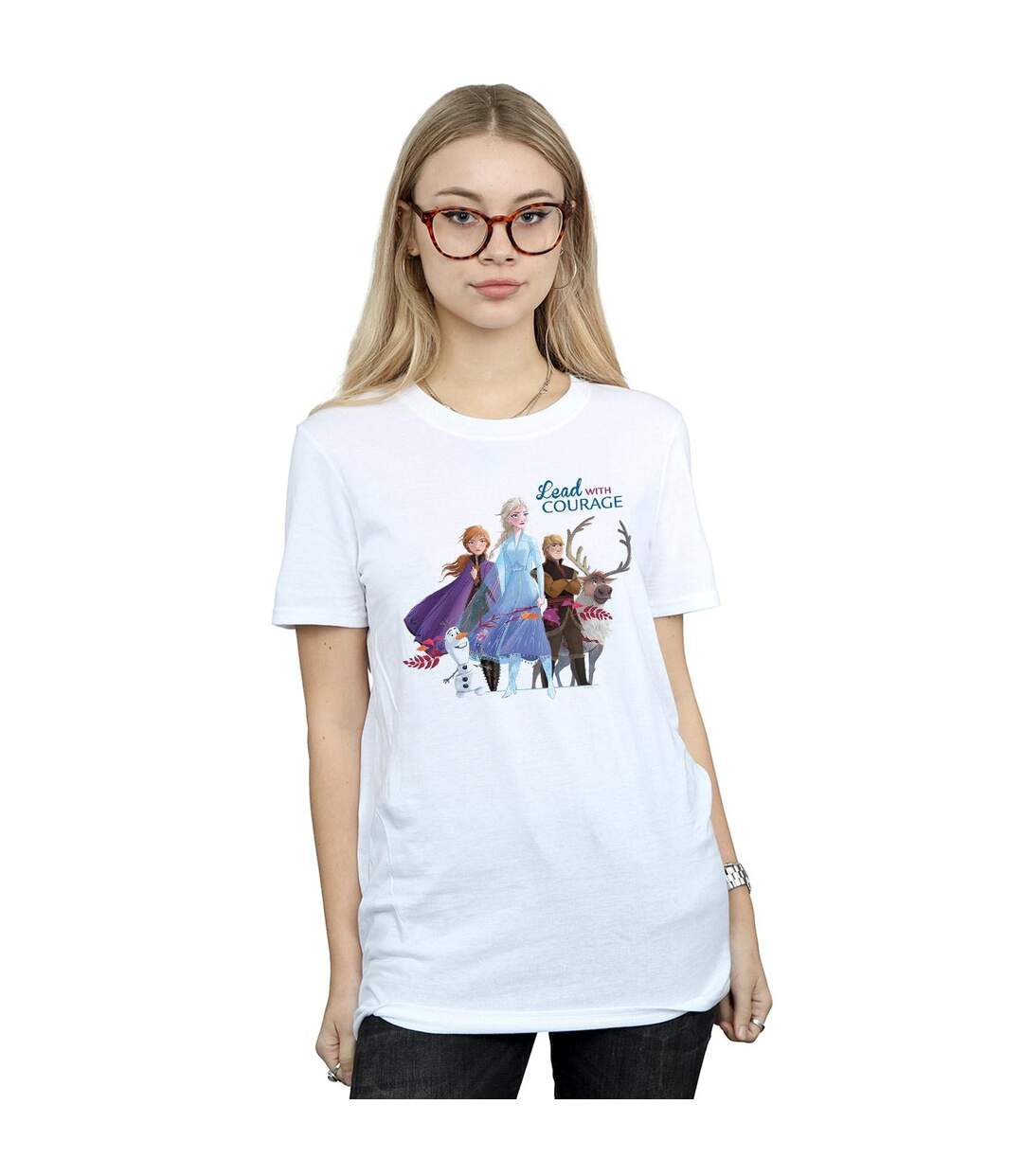 Disney - T-shirt FROZEN LEAD WITH COURAGE - Femme (Blanc) - UTBI24500-2