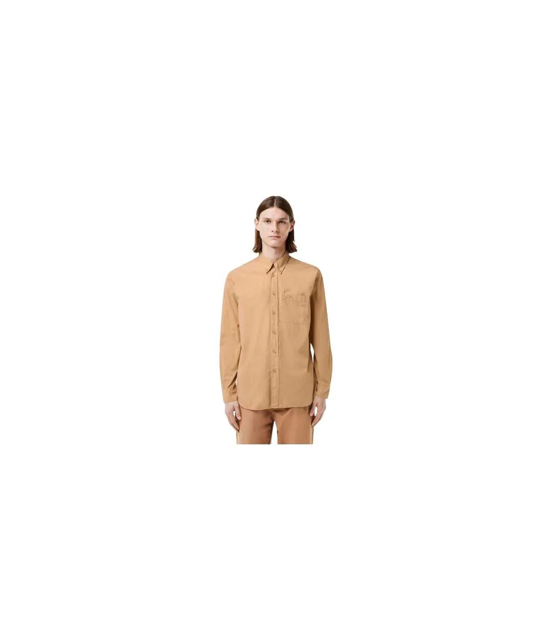 Chemise À Boutons Manches Longues Homme Beige Lacoste-1