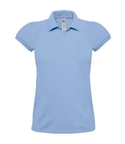 B&C Womens/Ladies Heavymill Cotton Short Sleeve Polo Shirt (Sky Blue)