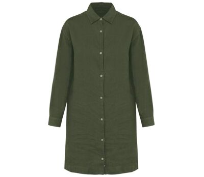 Chemise robe en lin - Femme - PATS5008 - vert kaki