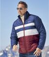 Men's Water-Repellent Puffer Jacket - Full Zip - Burgundy Navy Off-White Atlas For Men