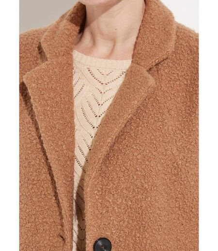 Manteau tissu bouclette mi-long boutonné