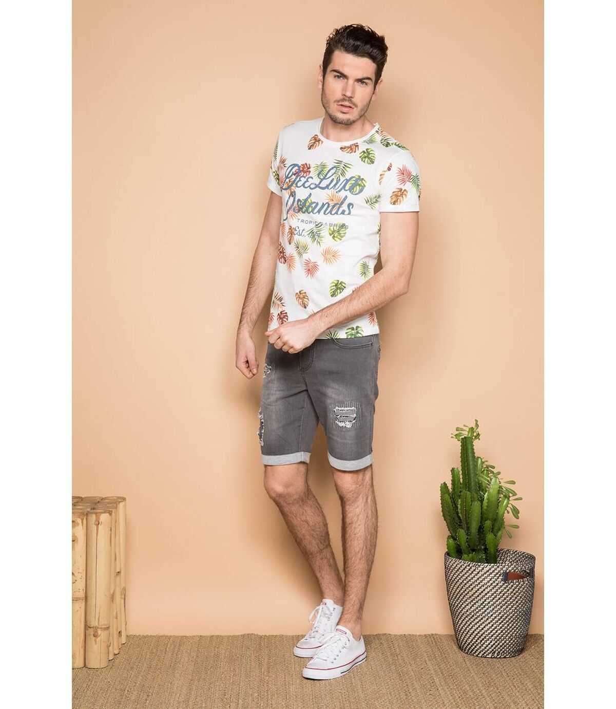 T-shirt à motif floral FRESH Light Kaki