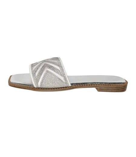 Womens/ladies Blossom Slides Silver Where´s That From