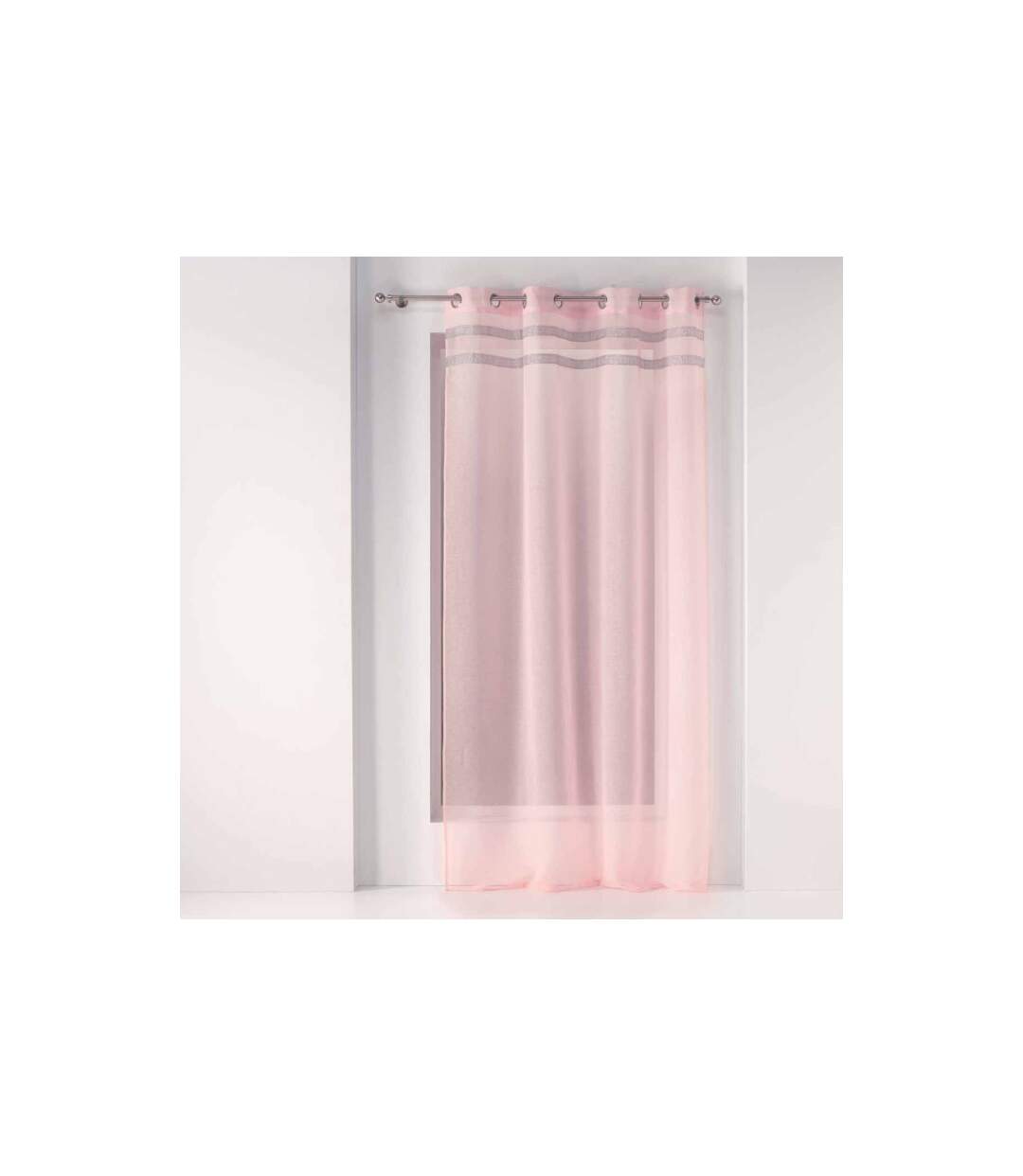 Rideau Voilage à Œillets Satinela 140x240cm Rose-1