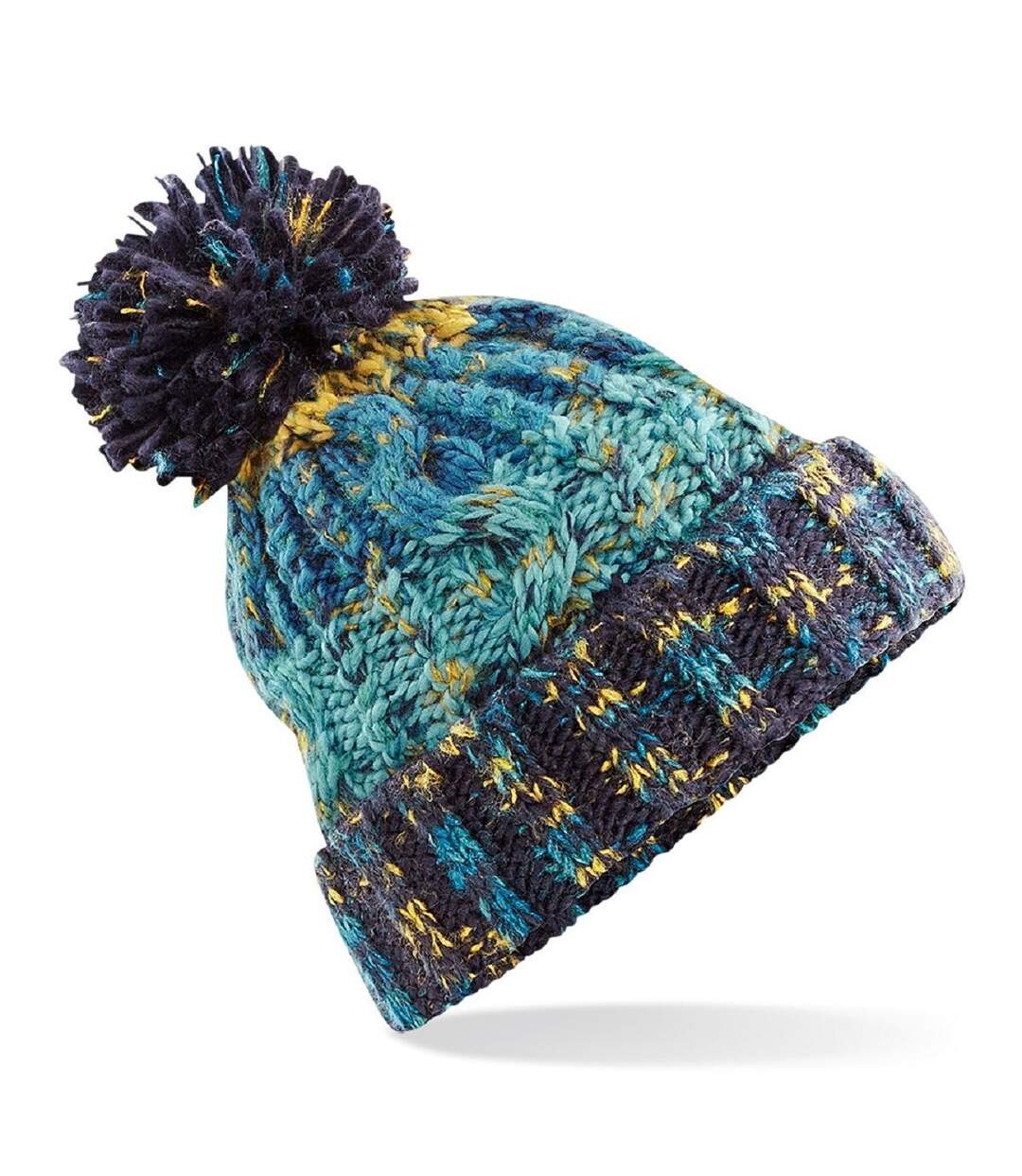 Bonnet à pompon adulte - B486 - bleu marine et multicolore-1