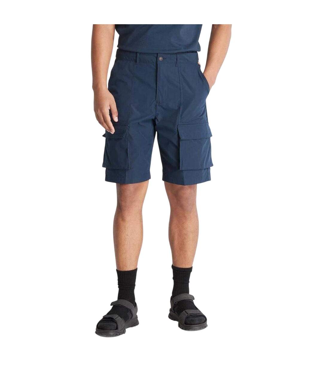Mens Water Repellent Leather Badge Relaxed Fit Cargo Shorts Navy Timberland-4