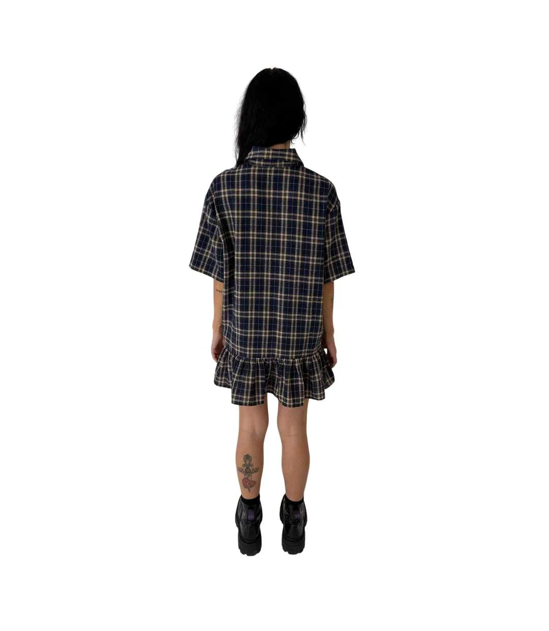 Robe Chemise Motif/style À Carreaux Femme Bleu The Ragged Priest-2