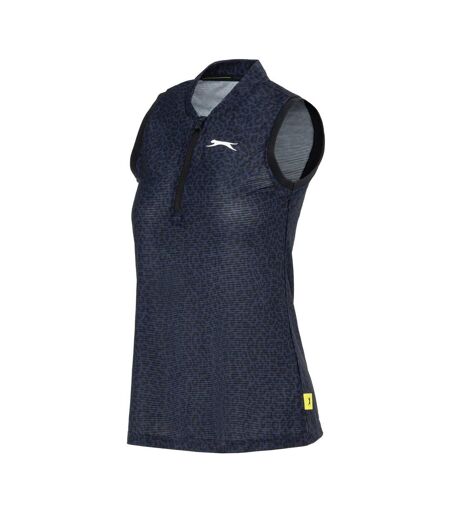Polo Sans Manches Motif/style Léopard Femme Noir Slazenger