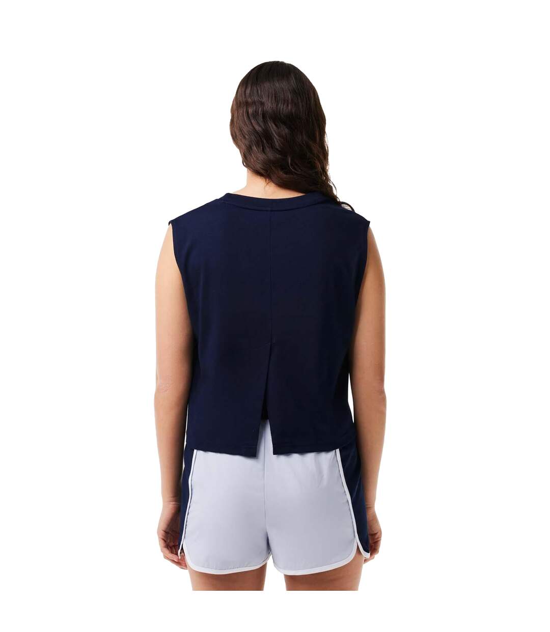 Womens/ladies Printed Ultra Dry Sport Crop Top Blue Lacoste-2