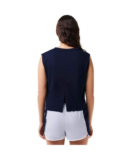Womens/ladies Printed Ultra Dry Sport Crop Top Blue Lacoste