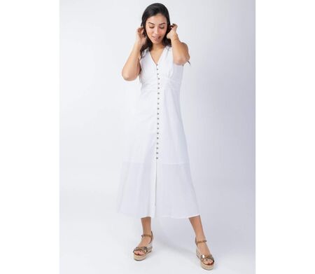 Robe longue sans manches SERAPHINE blanc Coton Du Monde