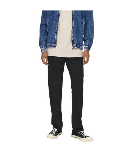 Mens Plain Straight Cargo Trousers Black Only