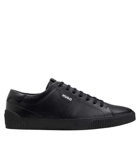 Mens Zero Leather Tennis Trainers Black Hugo