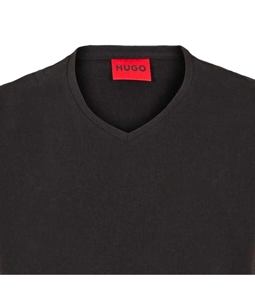 Mens Plain V Neck T-shirt Black Hugo-3