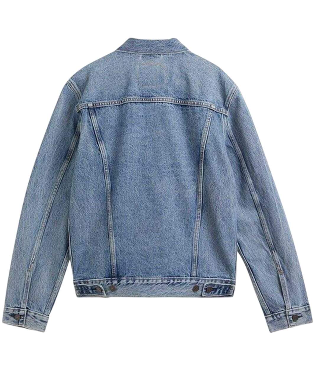 Mens Cotton Denim Long-sleeved Trucker Jacket Sky Blue Levis-3