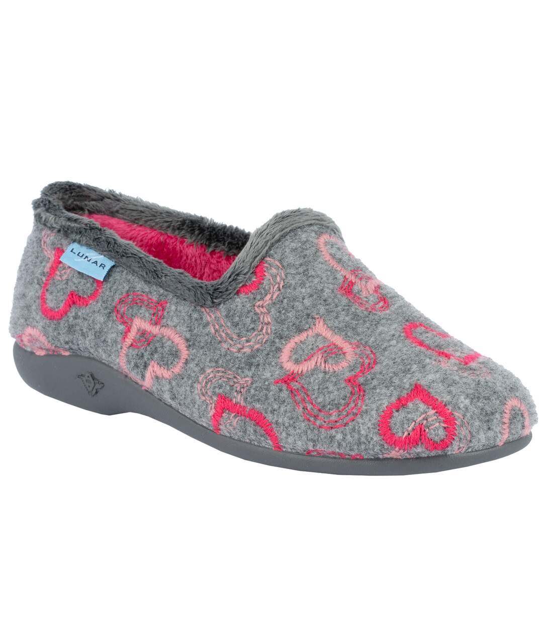 Chaussons jolly femme gris / rose Lunar-1