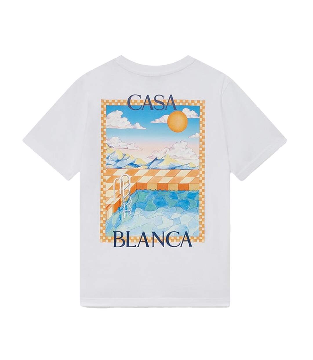 Mens Surreal Pool T-shirt White Casablanca-3