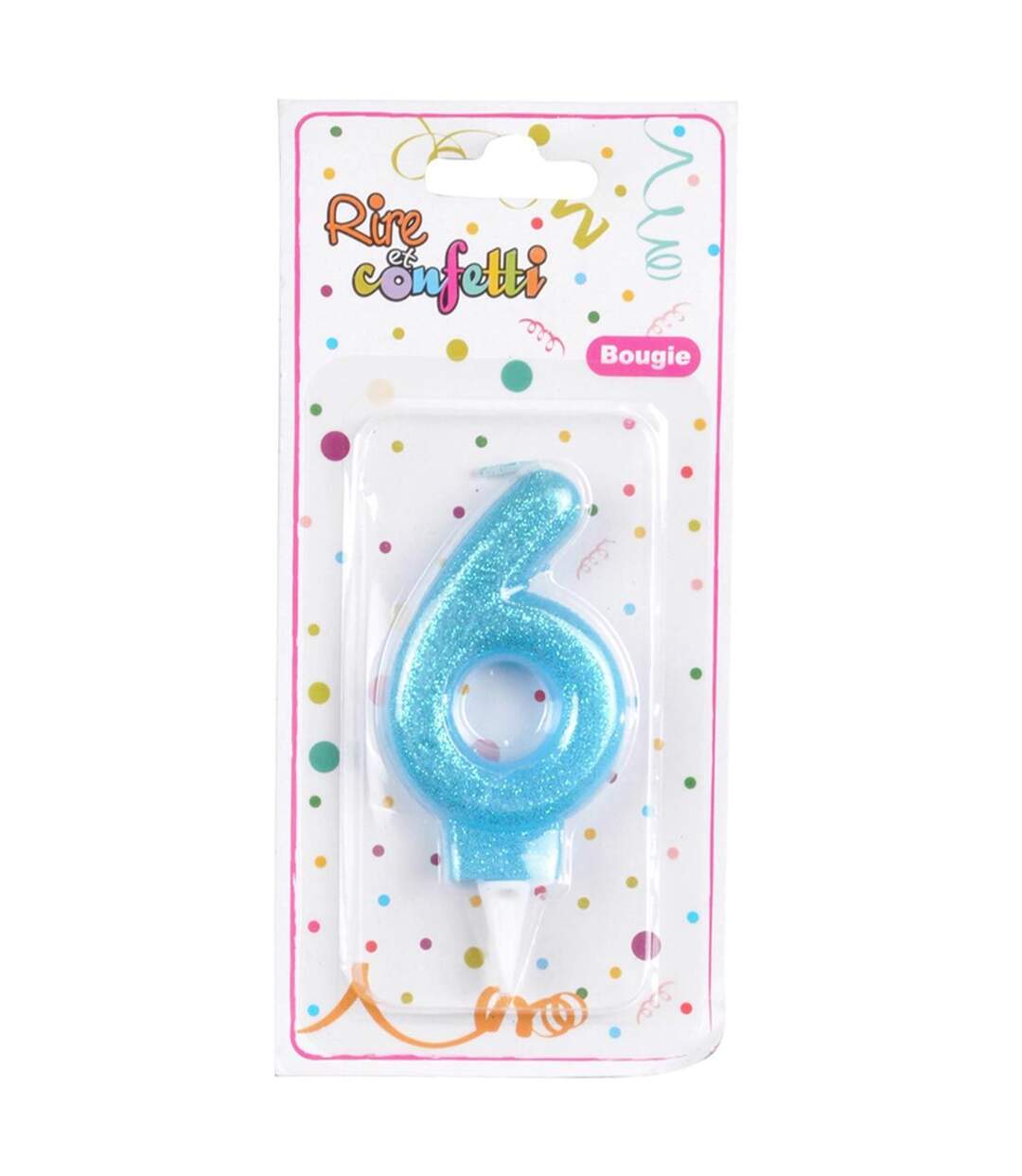 Bougie d'Anniversaire Paillette Chiffre 6 7cm Bleu-2